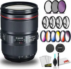 Canon EF 24-105mm f/4L IS II USM Lens (International Model) with Cleaning Kit and Filter Kits Bundle