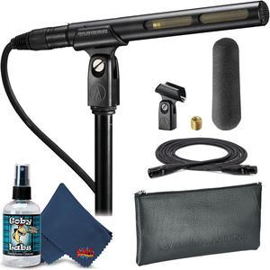 Audio-Technica AT875R Line Gradient Shotgun Condenser Microphone with 10 Ft XLR Cable, Windscreen, Protective Pouch, Stand Clamp, Threaded Adapter, and 6Ave Cleaning Kit