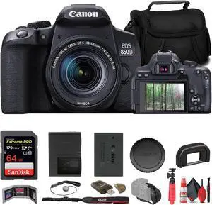 Canon EOS 850D / Rebel T8i DSLR Camera W/ 18-135mm Lens + 64GB Card + More
