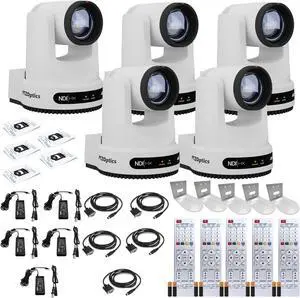 5 x PTZOptics Move 4K PTZ Camera with 20x Zoom (White) (PT20X-4K-WH-G3) + 5 x Wall Mount
