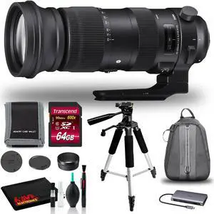 Sigma 60-600mm DG OS HSM Sports Lens for Nikon F with 64GB SD, Bag, and More