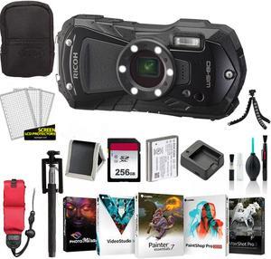 Ricoh WG-80 Waterproof Digital Camera (Black) with 256GB Memory Card (International Model)
