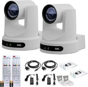 2 x PTZOptics Move SE PTZ Camera with 30x Optical Zoom (White) (PT30X-SE-WH-G3) + 2 x  Wall Mount (White)
