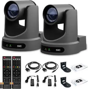 2 x PTZOptics Move SE PTZ Camera with 30x Optical Zoom (Gray) (PT30X-SE-GY-G3) + 2 x  Wall Mount