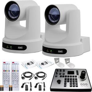 2 x PTZOptics Move SE PTZ Camera with 12x Optical Zoom + PTZOptics PT-JOY-G4 Controller + 2 x Wall Mount