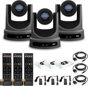 3 x PTZOptics Move SE PTZ Camera with 20x Optical Zoom (Gray) (PT20X-SE-GY-G3)