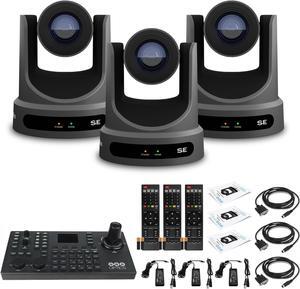 3 x PTZOptics Move SE PTZ Camera with 30x Optical Zoom (PT30X-SE-GY-G3) + SuperJoy PTZ Camera Controller