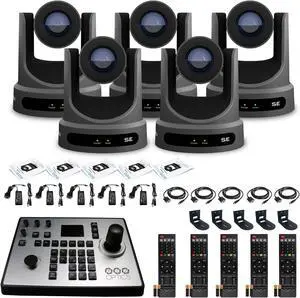 5 x PTZOptics Move SE PTZ Camera with 20x Optical Zoom + PTZOptics PT-JOY-G4 Controller + 5 x  Wall Mount