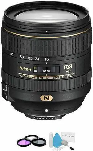 Nikon AF-S DX NIKKOR 16-80mm f/2.8-4E ED VR Lens + UV Kit & Cleaning Kit