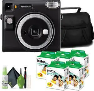 Fujifilm Instax Square SQ40 Analog Instant Film Camera Bundle With 5 Pack Instax Square Instant Film (100 Exposures) + Travel Bag And Lens Cleaning Kit