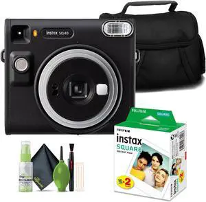 Fujifilm Instax Square SQ40 Analog Instant Film Camera Bundle With Instax Square Instant Film (20 Exposures) + Travel Bag And Lens Cleaning Kit