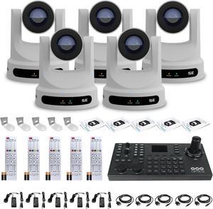 5 x PTZOptics Move SE PTZ Camera with 20x Optical Zoom + SuperJoy PTZ Camera Controller + 5 x Wall Mount