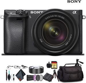Sony Alpha a6300 Mirrorless Camera with 18-135mm Lens Black ILCE-6300M/B With Soft Bag, Lens Filters, Tripod, Additional Battery, 64GB Memory Card, Card Reader , Plus Essential Accessories