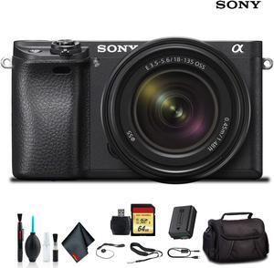 Sony Alpha a6300 Mirrorless Camera with 18-135mm Lens Black ILCE-6300M/B With Soft Bag, 64GB Memory Card, Card Reader , Plus Essential Accessories