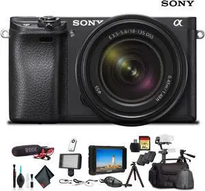 Sony Alpha a6300 Mirrorless Camera with 18-135mm Lens With Soft Bag, Zhiyun-Tech WEEBILL Stabilizer, 2x Extra Batteries, Rode Mic, LED Light, 2x 64GB Cards, 4K Monitor , Plus Essential Accessories