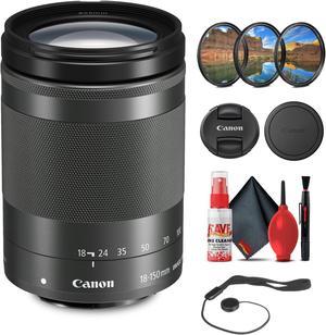 Canon EF-M 18-150mm f/3.5-6.3 IS STM Lens (Graphite) with Filter Kit + More