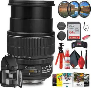 Canon EF-S 15-85mm f/3.5-5.6 IS USM Lens with 64GB Extreme Pro Card + More