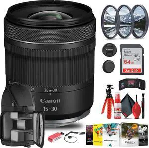 Canon RF 15-30mm f/4.5-6.3 IS STM Lens with  64GB Extreme Pro Card + More