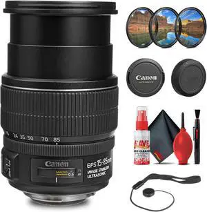 Canon EF-S 15-85mm f/3.5-5.6 IS USM Lens with Filter Kit + Cleaning Kit + More