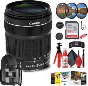 Canon EF-S 18-135mm f/3.5-5.6 IS STM Lens with 64GB Extreme Pro Card + More