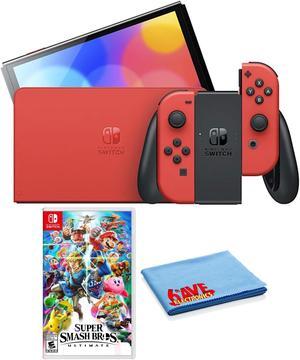 Nintendo Switch OLED White with Super Smash Bros, 128GB Card, and More 