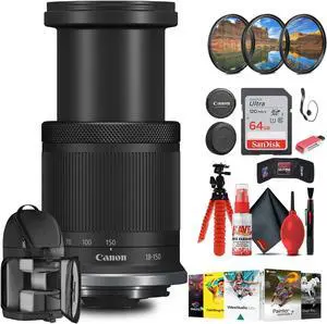 Canon RF-S 18-150mm f/3.5-6.3 IS STM Lens with Filter kit + Cleaning Kit + More