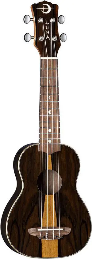 Luna Guitars Ziricote, 4-String Soprano Ukulele with Gigbag (UKE ZIRI S)