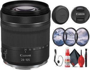 Canon RF 24-105mm f/4-7.1 IS STM Lens (4111C002) + Filter Kit + Cap Keeper  - Bundle