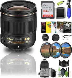Nikon AF-S NIKKOR 28mm f/1.8G Lens (2203) + 64GB Memory Card + Filter Kit + BackPack - Bundle