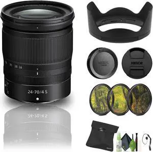 Nikon NIKKOR Z 24-70mm f/4 S Lens (20072) + Filter Kit + Cap Keeper + Cleaning Kit - Bundle