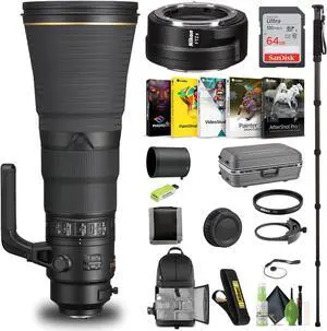 Nikon AF-S NIKKOR 600mm f/4E FL ED VR Lens (20054) + FTZ II Adapter + 64GB Card - Bundle