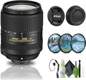 Nikon AF-S DX NIKKOR 18-300mm f/3.5-6.3G ED VR Lens (2216) + Filter Kit + Cap Keeper - Bundle