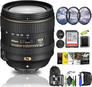 Nikon AF-S DX NIKKOR 16-80mm f/2.8-4E ED VR Lens (20055) + 64GB Memory Card - Bundle