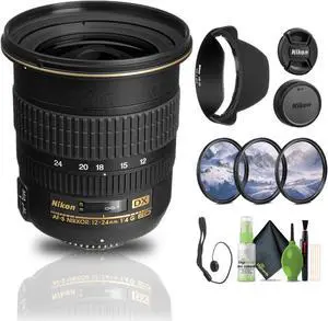 Nikon AF-S DX Zoom-NIKKOR 12-24mm f/4G IF-ED Lens (2144) + Filter Kit + Cap Keeper - Bundle