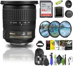 Nikon AF-S DX NIKKOR 10-24mm f/3.5-4.5G ED Lens (2181) + Filter Kit + Cap Keeper - Bundle