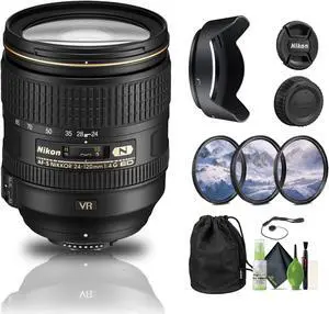 Nikon AF-S NIKKOR 24-120mm f/4G ED VR Lens (2193) + Filter Kit + Cap Keeper - Bundle