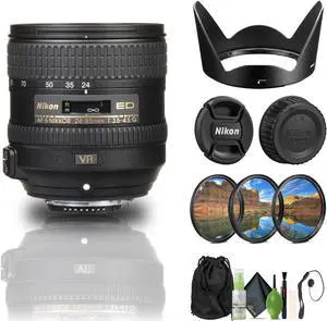 Nikon AF-S NIKKOR 24-85mm f/3.5-4.5G ED VR Lens (2204) + Filter Kit + Cap Keeper - Bundle