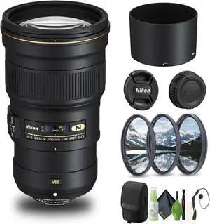 Nikon AF-S NIKKOR 300mm f/4E PF ED VR Lens (2223) + Filter Kit + Cap Keeper - Bundle