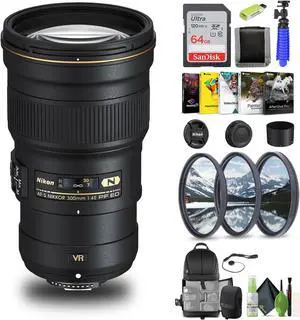 Nikon AF-S NIKKOR 300mm f/4E PF ED VR Lens (2223) + 64GB Memory Card + Filter Kit - Bundle