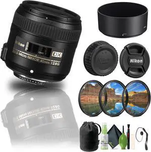 Nikon - AF-S DX Micro-NIKKOR 40mm f/2.8G Macro Lens (2200) + Filter Kit + Cap Keeper - Bundle
