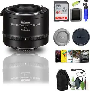 Nikon - AF-S Teleconverter TC-20E III 2x Extender Lens (2189) + 64GB Memory Card - Bundle
