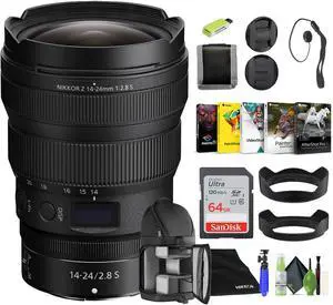 Nikon NIKKOR Z 14-24mm f/2.8 S Zoom Lens for Nikon Z Cameras (20097) + 64GB card - Bundle