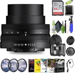 Nikon NIKKOR Z DX 16-50mm f/3.5-6.3 VR Lens (20084) + 64GB Memory Card + Filter  - Bundle