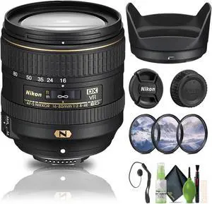 Nikon AF-S DX NIKKOR 16-80mm f/2.8-4E ED VR Lens (20055) + Filter Kit + Cap Keeper - Bundle
