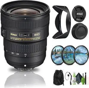 Nikon AF-S NIKKOR 18-35mm f/3.5-4.5G ED Lens (2207) + Filter Kit + Cap Keeper - Bundle
