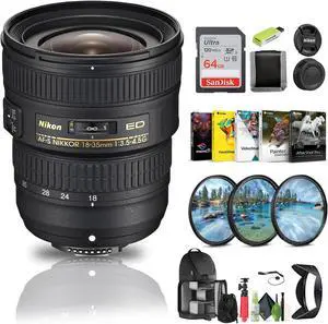 Nikon AF-S NIKKOR 18-35mm f/3.5-4.5G ED Lens (2207) + 64GB Memory Card + Filter - Bundle