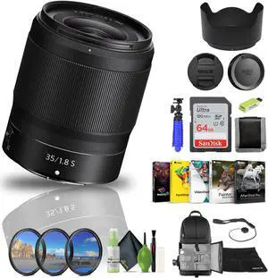 NIKKOR Z 35mm f/1.8 S Lens for Nikon Z Cameras (20081) + 64GB Memory Card + Filters - Bundle