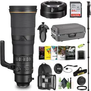 Nikon AF-S NIKKOR 500mm f/4E FL ED VR Lens (20053) + FTZ II Adapter + 64GB Card - Bundle