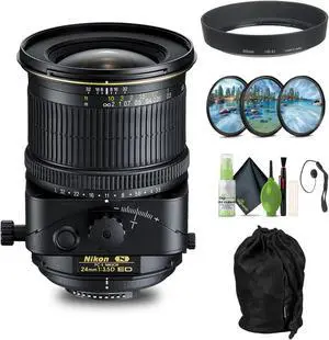 Nikon PC-E NIKKOR 24mm f/3.5D ED Tilt-Shift Lens (2168) + Filter Kit + Cap Keeper - Bundle