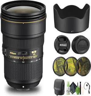 Nikon AF-S NIKKOR 24-70mm f/2.8G ED Lens (2164) + Filter Kit + Cap Keeper - Bundle